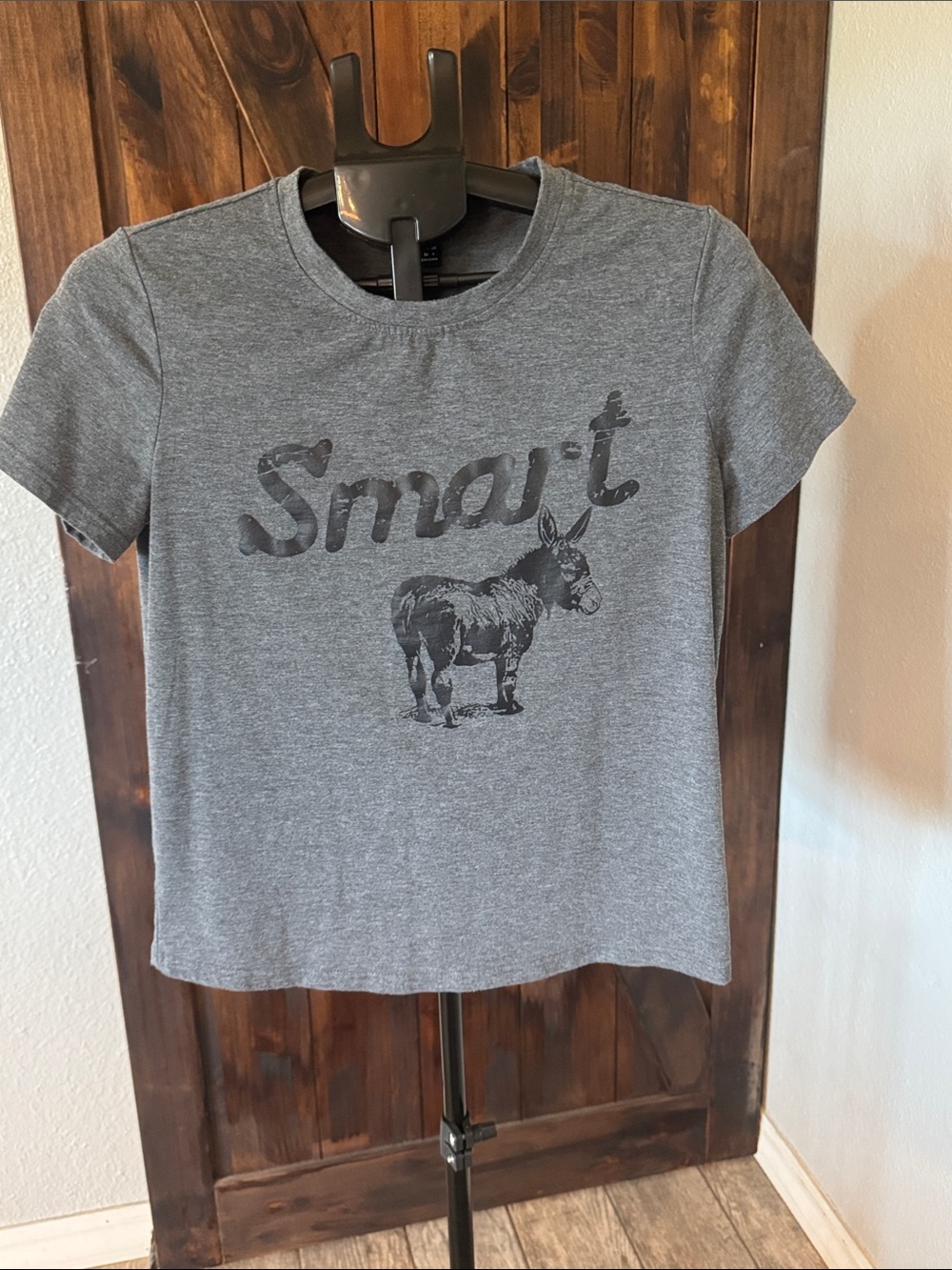 SHEIN Gray 'Smart' Graphic Short Sleeve Tee